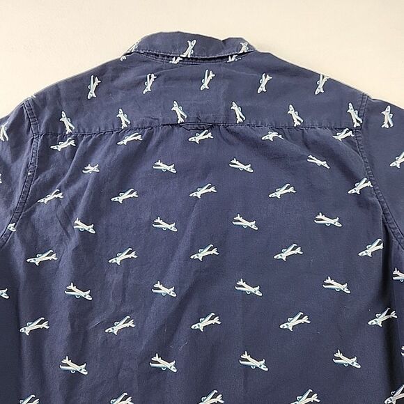 DENIM & FLOWER Ricky Singh Small Blue Casual Button up Collared Shirt Airplane - Picture 7 of 7